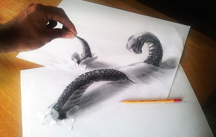 illusion 3D dessin carnet