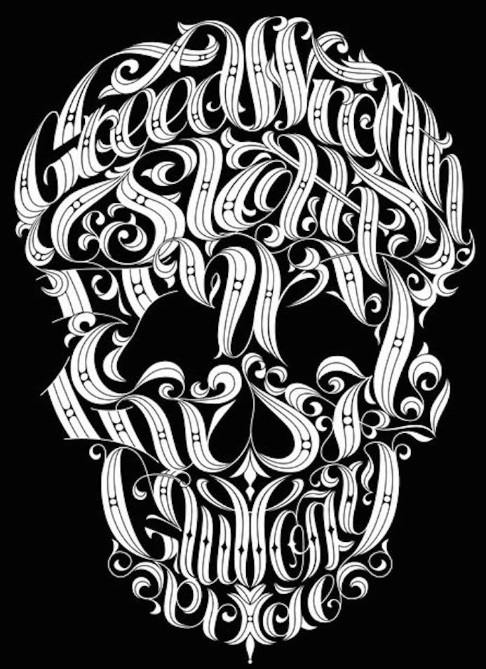 handlettering skull halloween